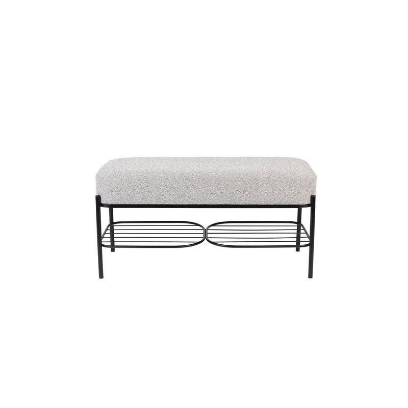 Eetkamerbank Milou Stof, Polyester, Metaal Grijs 90x35-Eetkamerbanken-Creating Home