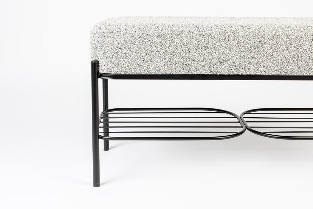 Eetkamerbank Milou Stof, Polyester, Metaal Grijs 90x35 cm-Eetkamerbanken-Creating Home