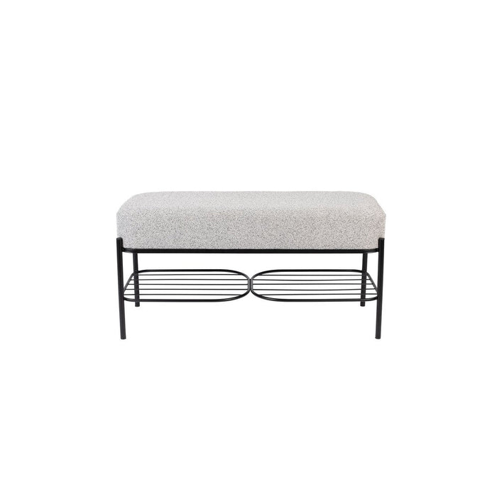Eetkamerbank Milou Stof, Polyester, Metaal Grijs 90x35-Eetkamerbanken-Creating Home