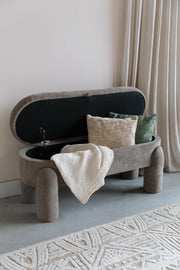 Eetkamerbank Orly Polyester, MDF Grijs 45x113 cm-Eetkamerbanken-Creating Home