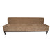 Bruine Xania eetkamerbank van 240 cm met gestoffeerde polyester zitting en slank zwart metalen onderstel.