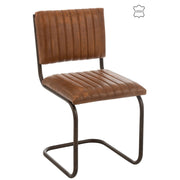 Eetkamerstoel 2de kans J-Line Stoel Modern leder/metaal cognac-Eetkamerstoelen-J-Line