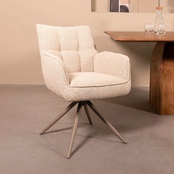 Eetkamerstoel Amalfi - Naturel - Royal Boucle - Taupe Metalen-Eetkamerstoelen-LABEL51