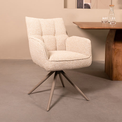 Eetkamerstoel Amalfi - Naturel - Royal Boucle - Taupe Metalen-Eetkamerstoelen-LABEL51