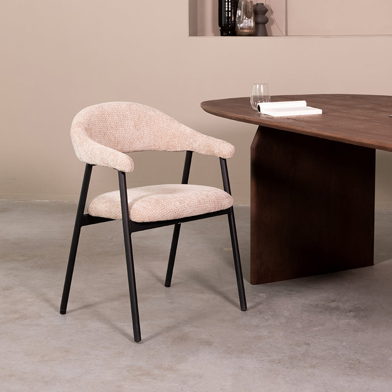 Eetkamerstoel Amaze Clay Elite Zwart Metalen Frame 54x54x80 cm-Eetkamerstoelen-LABEL51