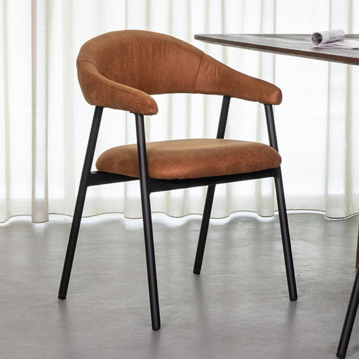 Eetkamerstoel Amaze - Cognac - Micro Suede-Eetkamerstoelen-LABEL51