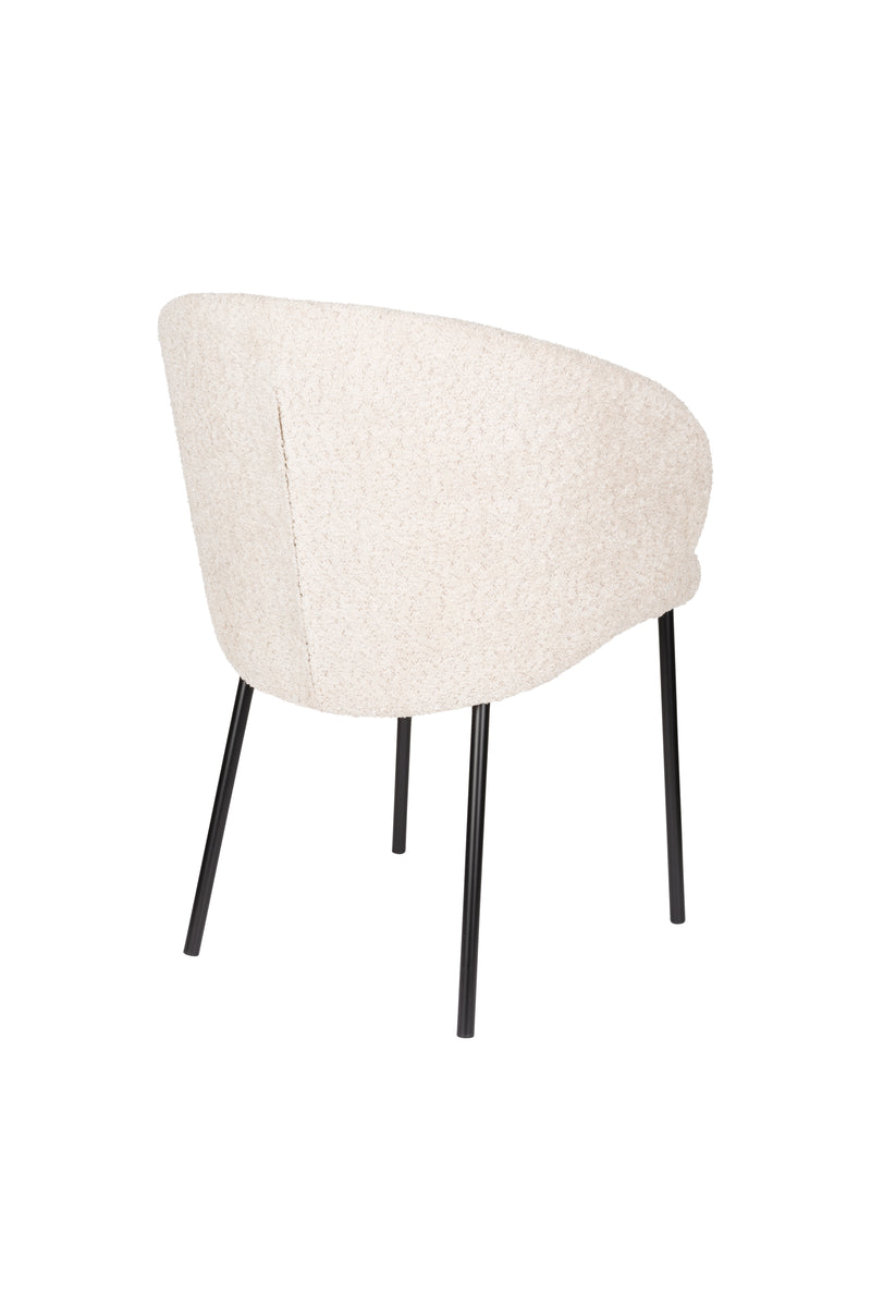 Eetkamerstoel Ayle Off Polyester Wit 48x58 cm-Eetkamerstoelen-Creating Home