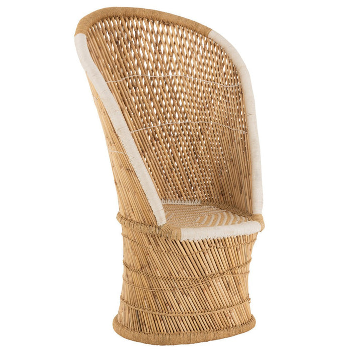 Eetkamerstoel Backrest Bamboe Natuurlijk | Wit Adult-Eetkamerstoelen-J-Line