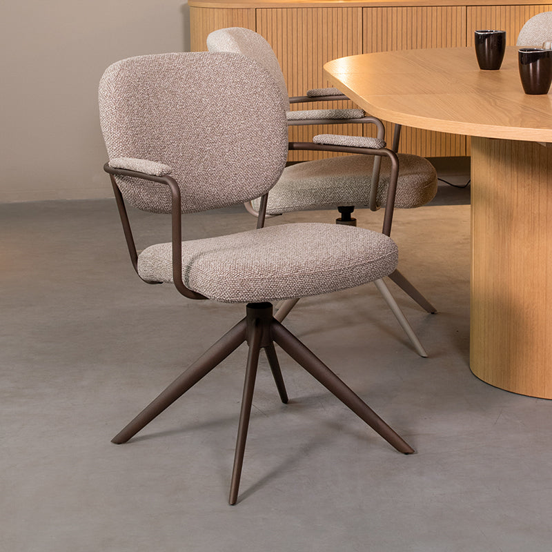 Eetkamerstoel Basel Mushroom Royal Boucle Brons Metalen-Eetkamerstoelen-LABEL51