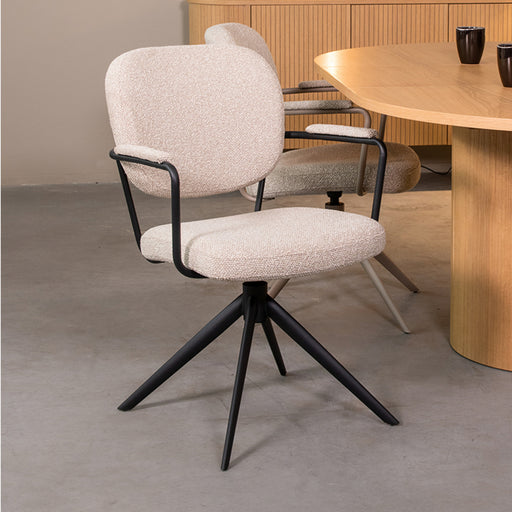 Eetkamerstoel Basel - Naturel - Royal Boucle - Draaibaar-Eetkamerstoelen-LABEL51