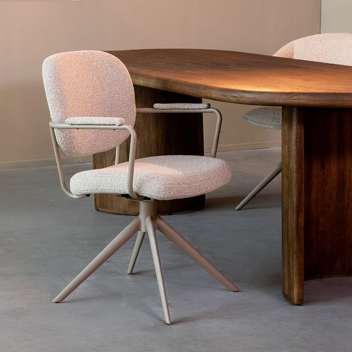 Eetkamerstoel Basel - Naturel - Royal Boucle - Taupe Metalen...-Eetkamerstoelen-LABEL51