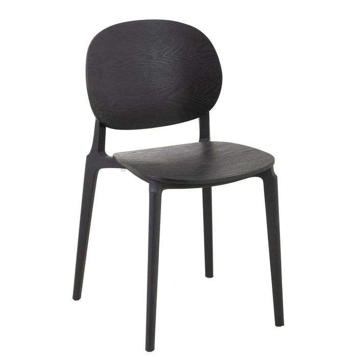 Eetkamerstoel Basic Polyester | Fineer Zwart-Eetkamerstoelen-J-Line