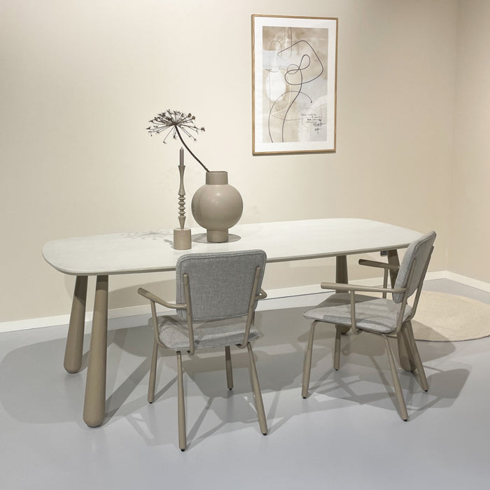 Eetkamerstoel Beige 56 cm - Stof, gecoat staal - 31440-Eetkamerstoelen-Brix