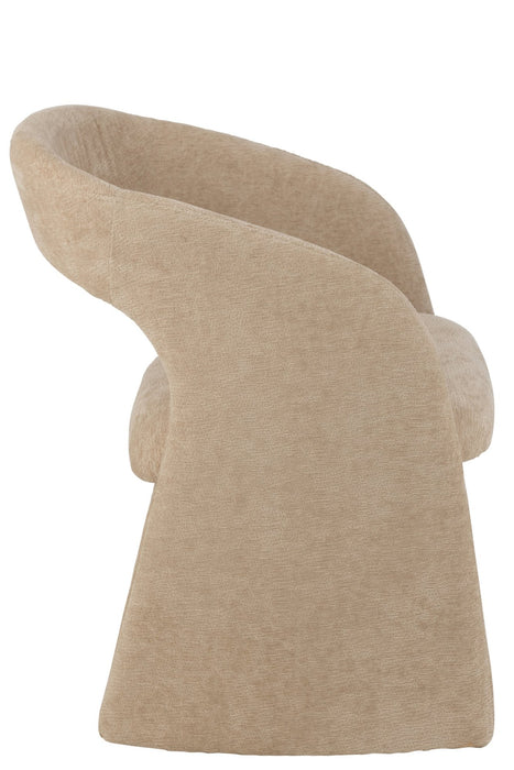 Beige gestoffeerde eetkamerstoel met een modern, gebogen design van 66x65x86 cm.