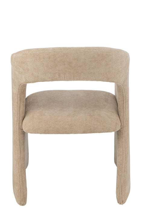 Beige eetkamerstoel van textiel met een modern, rond ontwerp van 66x65x86 cm.