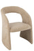 Beige eetkamerstoel van textiel met een modern, gebogen design, 66x65x86 cm.