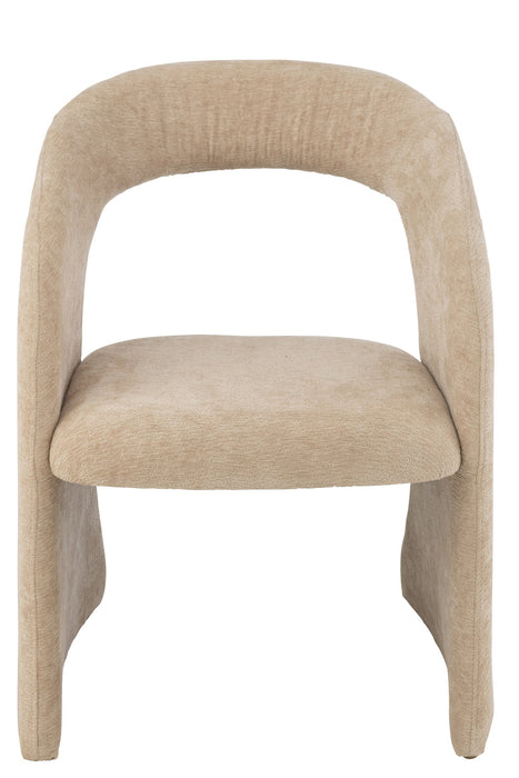 Beige eetkamerstoel van textiel met een modern, rond ontwerp en afmetingen van 66x65x86 cm.