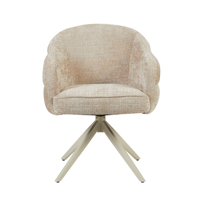 Eetkamerstoel Bella - Beige - Poot Zand - Met armleuning-Eetkamerstoelen-Starfurn