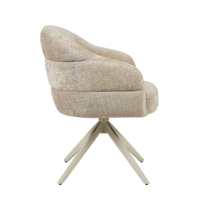 Eetkamerstoel Bella - Beige - Poot Zand - Met armleuning-Eetkamerstoelen-Starfurn