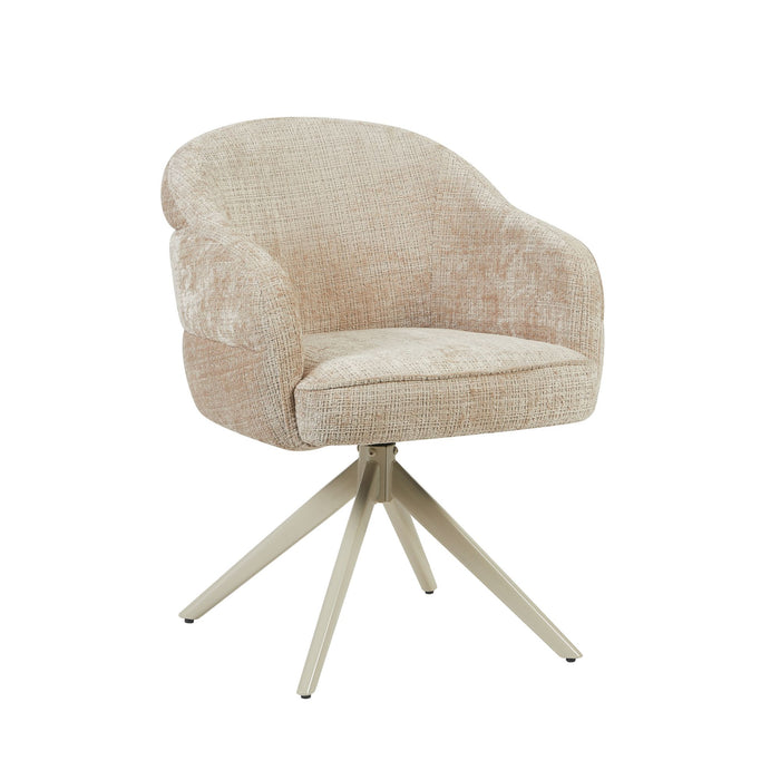 Eetkamerstoel Bella - Beige - Poot Zand - Met armleuning-Eetkamerstoelen-Starfurn