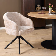 Eetkamerstoel Bella Beige Poot Zwart Met armleuning 64x65x83 cm-Eetkamerstoelen-Starfurn