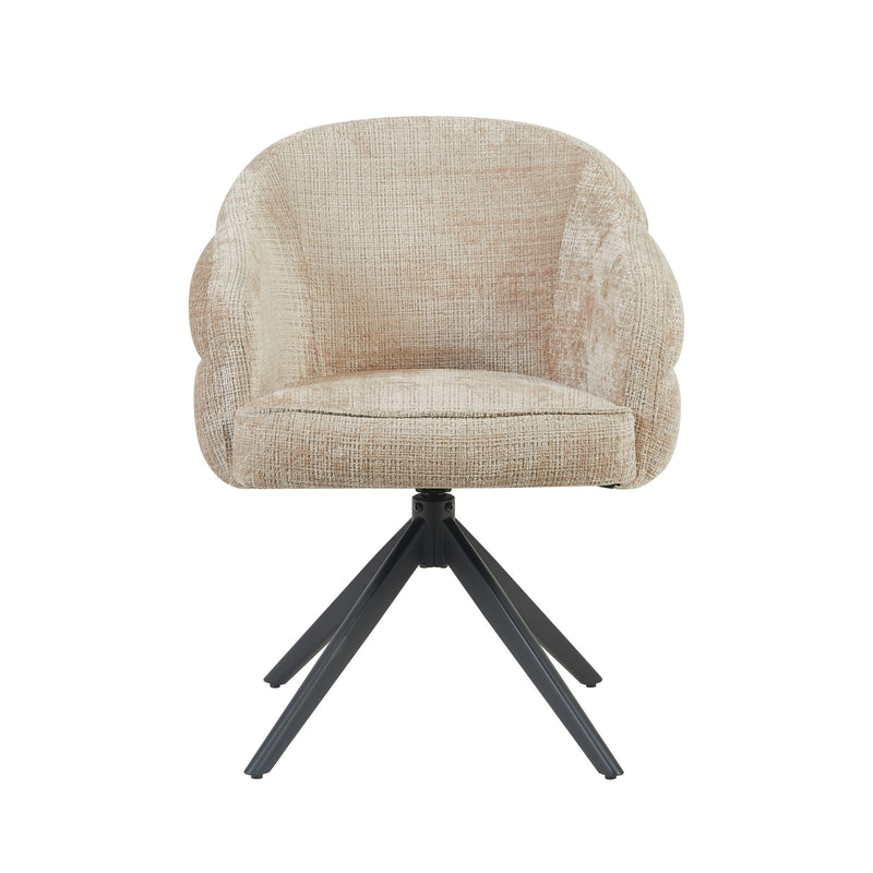 Eetkamerstoel Bella Beige Poot Zwart Met armleuning 64x65x83 cm-Eetkamerstoelen-Starfurn