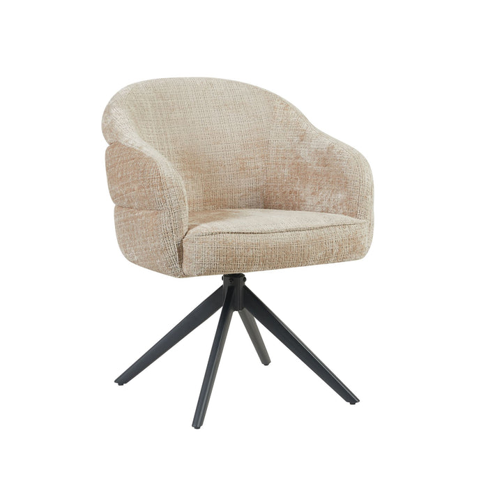 Eetkamerstoel Bella - Beige - Poot Zwart - Met armleuning-Eetkamerstoelen-Starfurn
