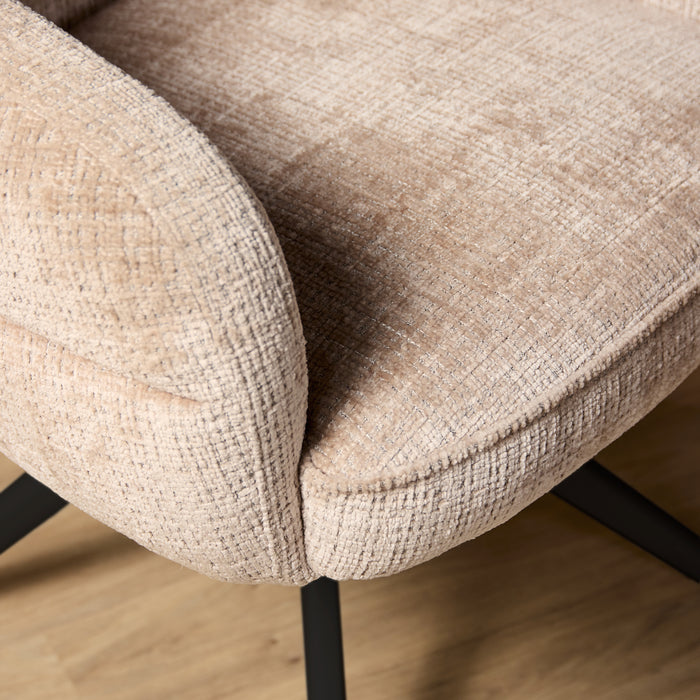 Eetkamerstoel Bella - Beige - Poot Zwart - Met armleuning-Eetkamerstoelen-Starfurn