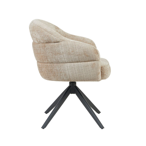 Eetkamerstoel Bella - Beige - Poot Zwart - Met armleuning-Eetkamerstoelen-Starfurn