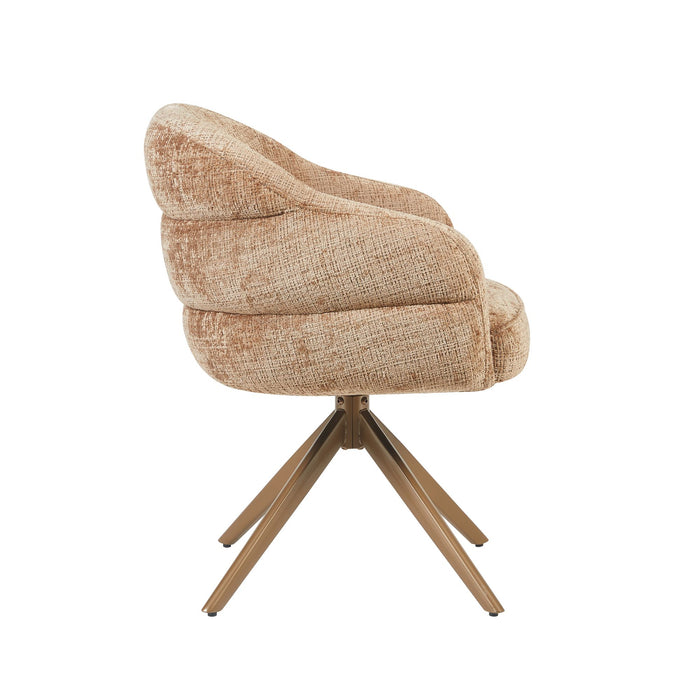 Eetkamerstoel Bella - Cinnamon - Poot Bronze - Met armleuning-Eetkamerstoelen-Starfurn