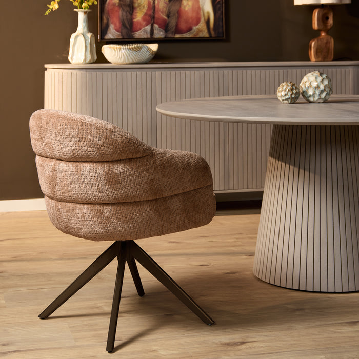 Eetkamerstoel Bella - Cinnamon - Poot Bronze - Met armleuning-Eetkamerstoelen-Starfurn