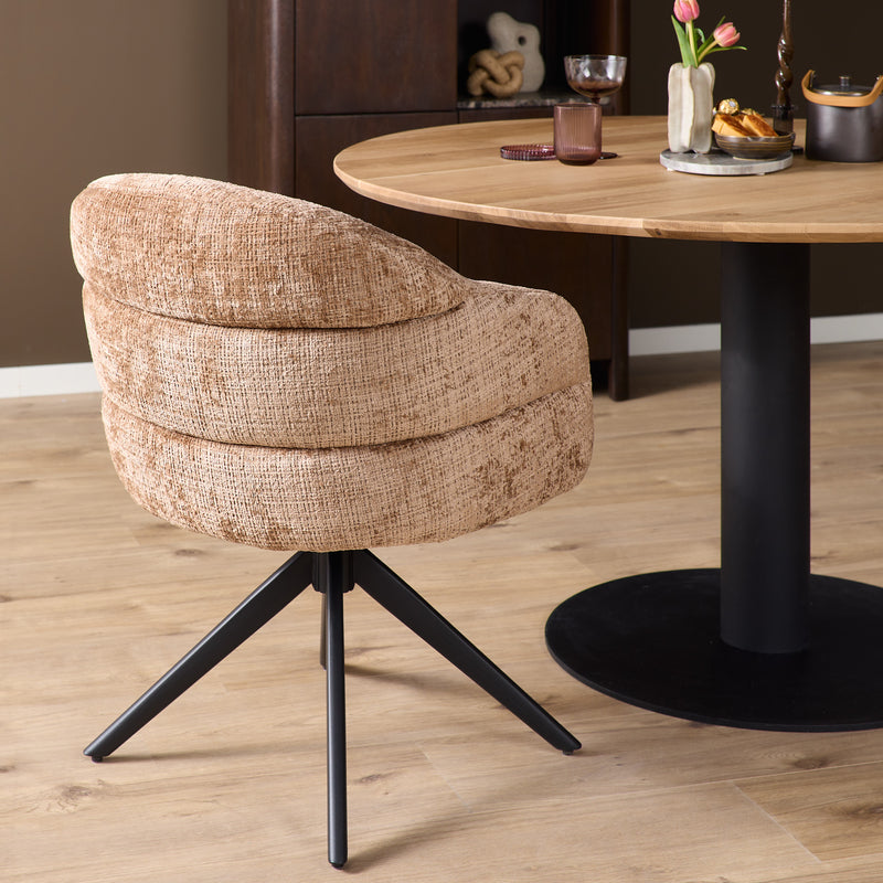 Eetkamerstoel Bella Cinnamon Poot Zwart Met armleuning-Eetkamerstoelen-Starfurn