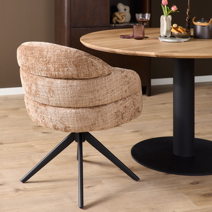 Eetkamerstoel Bella - Cinnamon - Poot Zwart - Met armleuning-Eetkamerstoelen-Starfurn