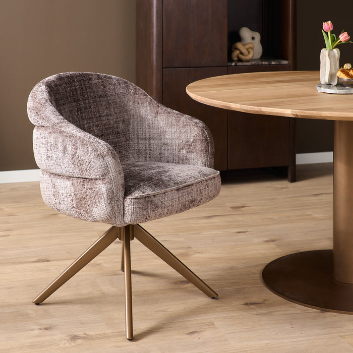 Eetkamerstoel Bella - Clay - Poot Bronze - Met armleuning-Eetkamerstoelen-Starfurn