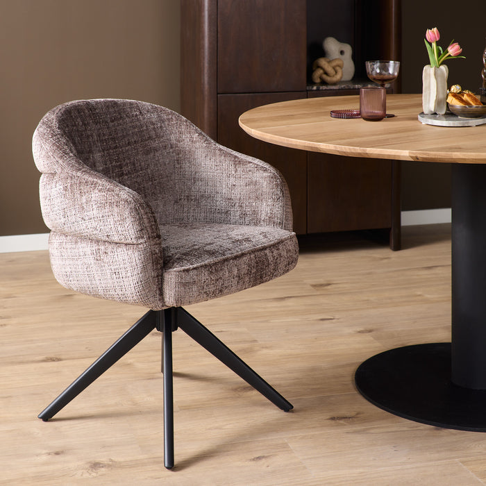 Eetkamerstoel Bella - Clay - Poot Zwart - Met armleuning-Eetkamerstoelen-Starfurn