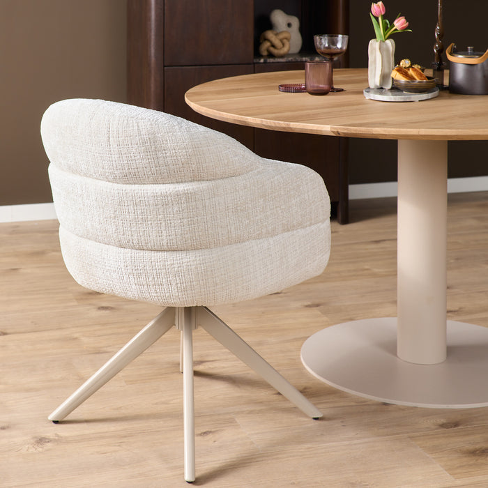 Eetkamerstoel Bella - Off Wit - Poot Zand - Met armleuning-Eetkamerstoelen-Starfurn