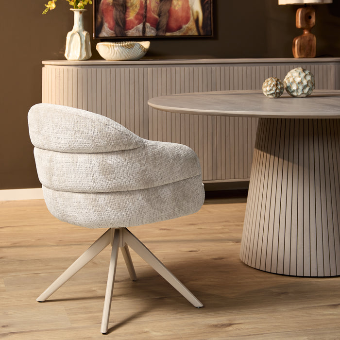 Eetkamerstoel Bella - Off Wit - Poot Zand - Met armleuning-Eetkamerstoelen-Starfurn