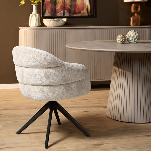 Eetkamerstoel Bella Off Wit Poot Zwart Met armleuning 64x65x83 cm-Eetkamerstoelen-Starfurn