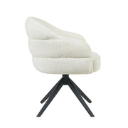 Eetkamerstoel Bella Off Wit Poot Zwart Met armleuning 64x65x83 cm-Eetkamerstoelen-Starfurn
