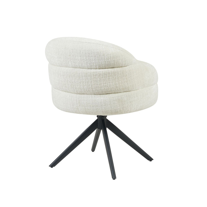 Eetkamerstoel Bella - Off Wit - Poot Zwart - Met armleuning-Eetkamerstoelen-Starfurn