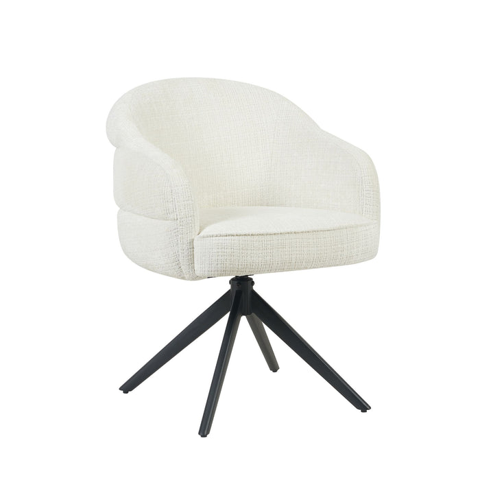 Eetkamerstoel Bella - Off Wit - Poot Zwart - Met armleuning-Eetkamerstoelen-Starfurn
