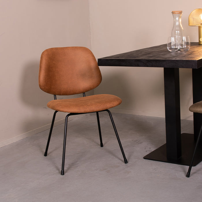 Eetkamerstoel Bello - Cognac - Micro Suede-Eetkamerstoelen-LABEL51