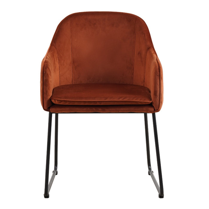 Eetkamerstoel Benthe Roestbruin Fluweel 48 cm-Eetkamerstoelen-Livingfurn
