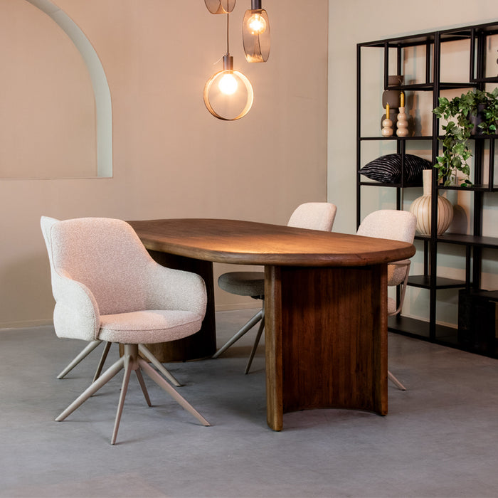 Eetkamerstoel Bern - Naturel - Royal Boucle - Taupe Metalen Frame-Eetkamerstoelen-LABEL51