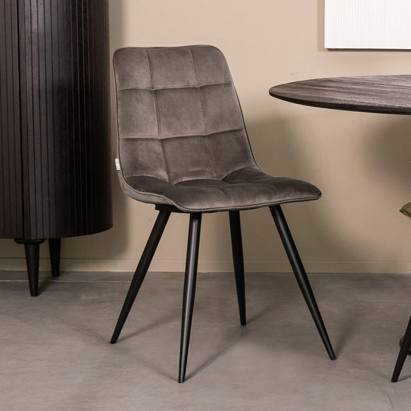 Eetkamerstoel Bistro Taupe Fluweel 46x59x86 cm-Eetkamerstoelen-LABEL51