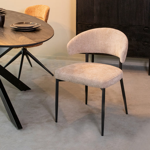 Eetkamerstoel Bliss Clay Elite Zwart Metalen Frame 56x55x76 cm-Eetkamerstoelen-LABEL51