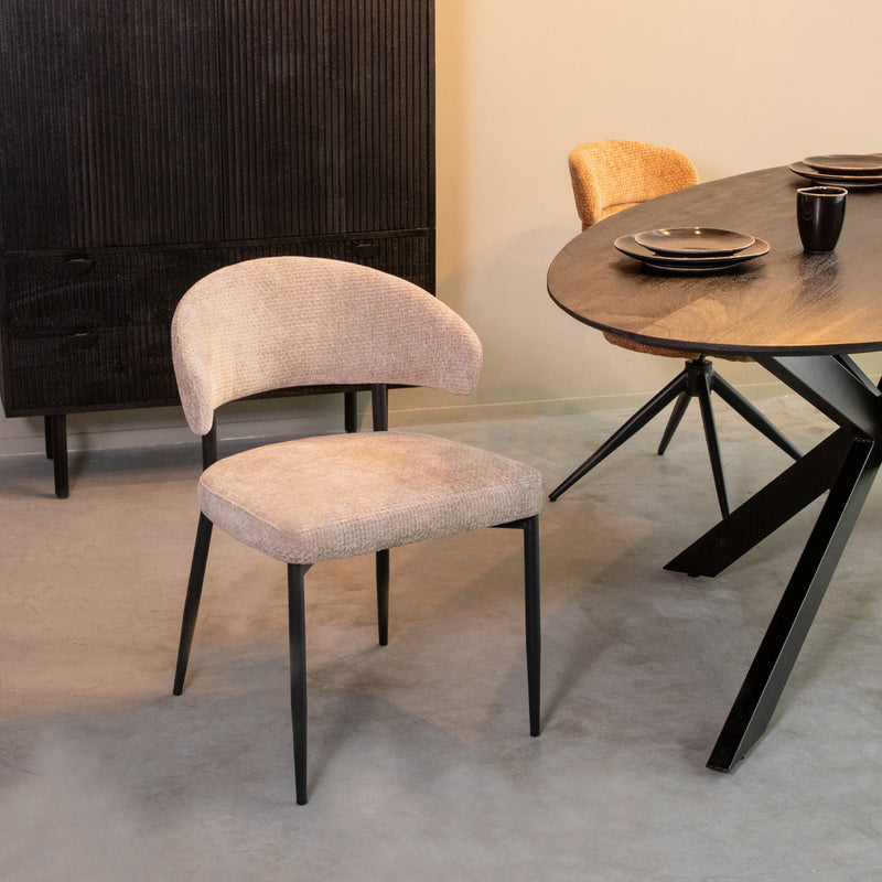 Eetkamerstoel Bliss Clay Elite Zwart Metalen Frame 56x55x76 cm-Eetkamerstoelen-LABEL51