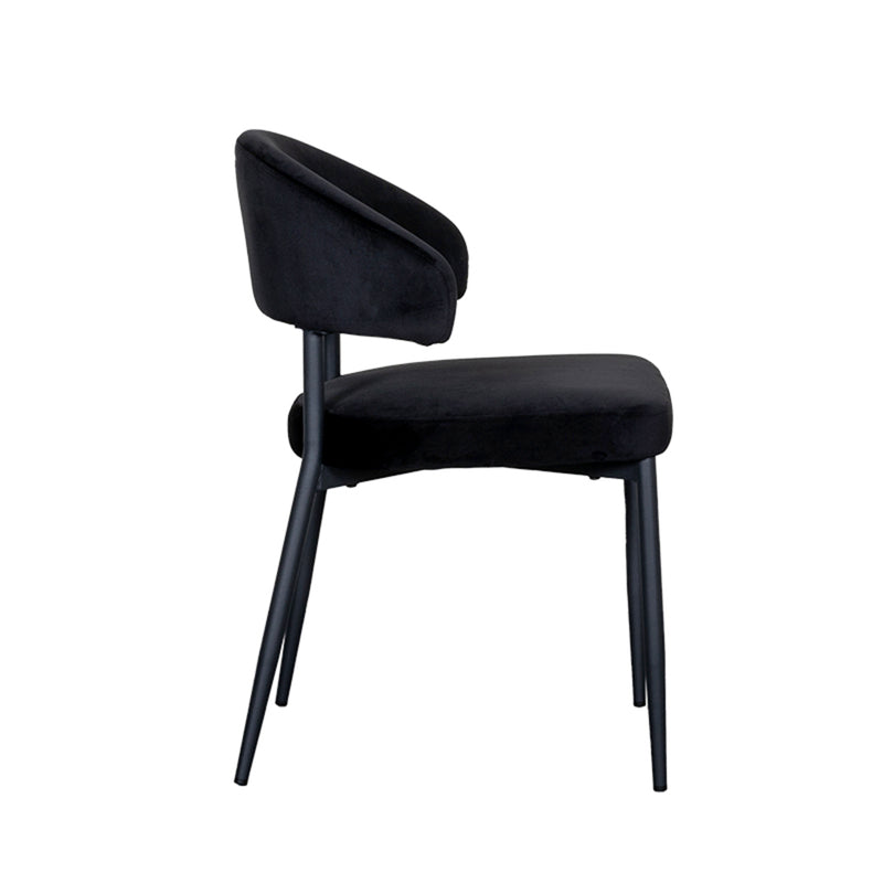 Eetkamerstoel Bliss Zwart Fluweel 56x55x76 cm-Eetkamerstoelen-LABEL51
