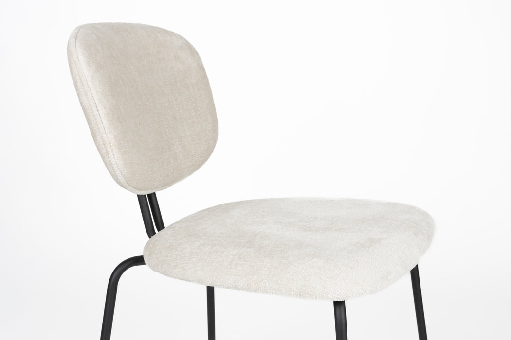 Eetkamerstoel Bouton Off-white Polyester Wit 59x50 cm-Eetkamerstoelen-Creating Home