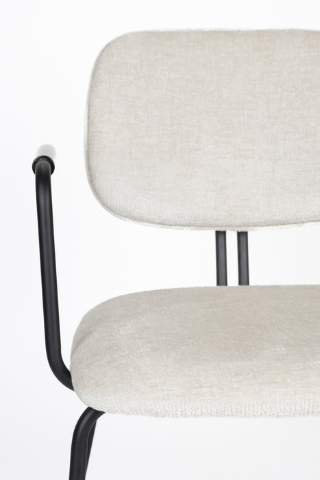 Eetkamerstoel Bouton Off-white Polyester Wit 59x52 cm-Eetkamerstoelen-Creating Home